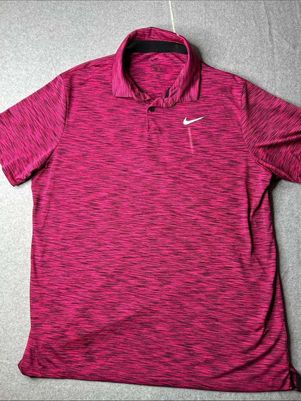 Nike Men’s Heathered Magenta Polo with White Swoosh